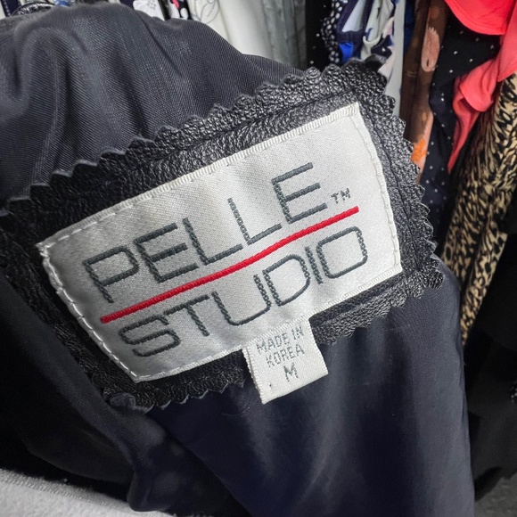 VINTAGE |•WILSONS LEATHER•| PELLE STUDIO Long Black Leather Jacket Size Medium - Picture 12 of 16